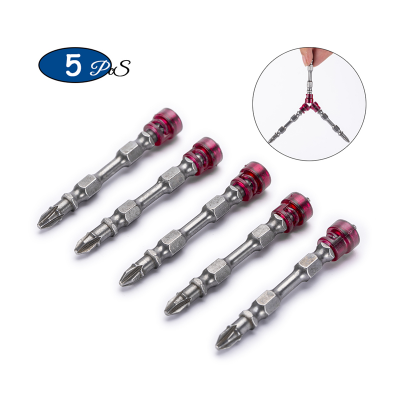 5PCS 65mm S2 Alloy Steel Cross Phillips Double Head Hex Shank PH2 Magnetic Screwdriver Bits