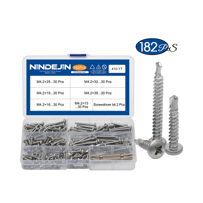 410 Stainless Steel Pan Head Self Drill Screws M4.2 Self-drilling Screws Phillips Self Drilling Screw with Screwdriver Bits